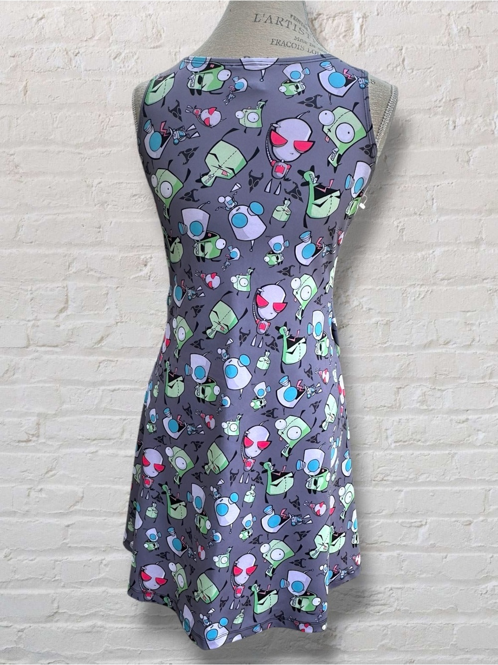 NWOT Oddity Apparel Invader Zim GIR Purple Skater Dress Angelyques Pixels Sz M - Picture 3 of 9
